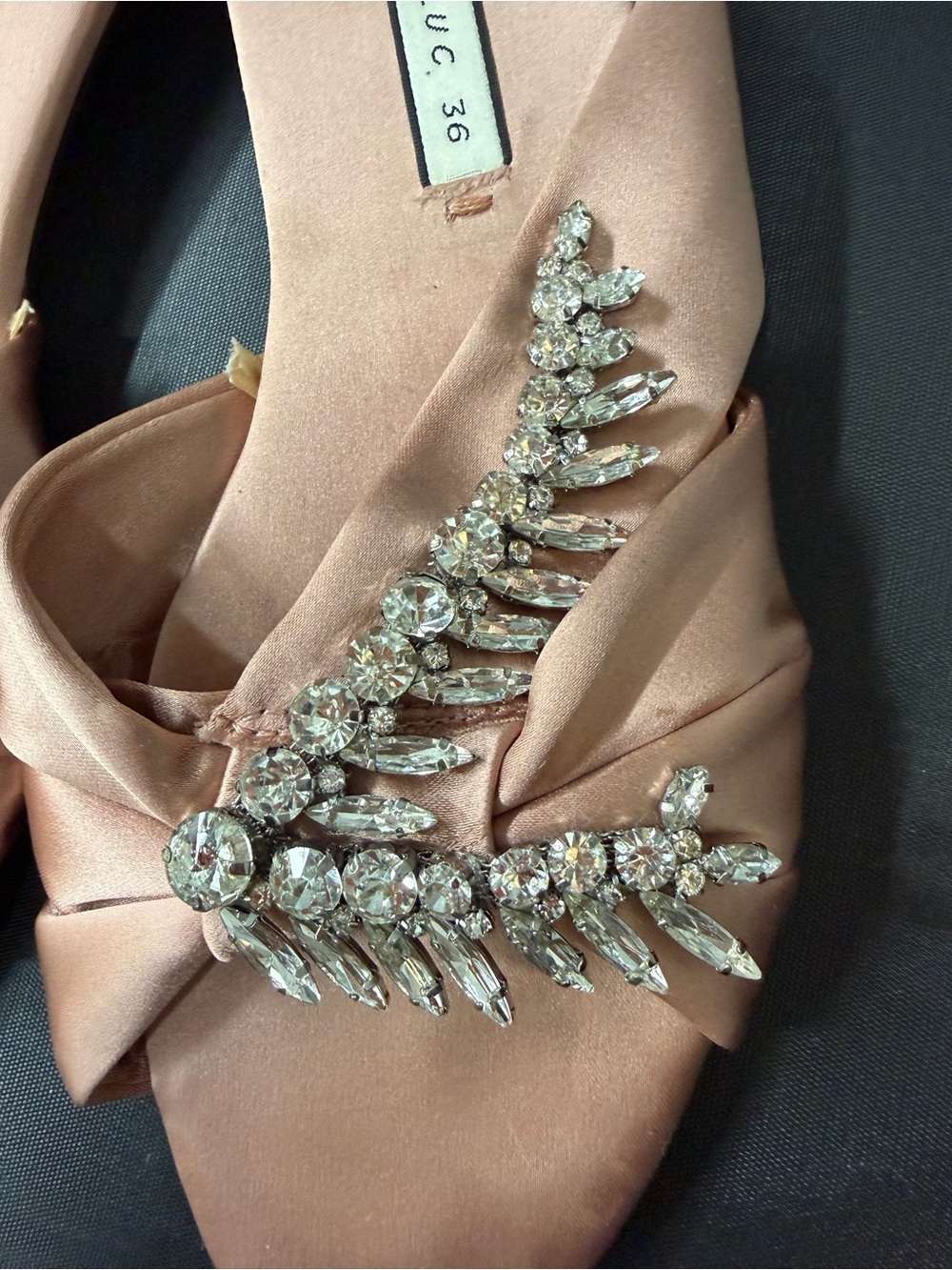Zara Rose Pink Satin Crystal-Embellished Slide Mules - Picture 3 of 5